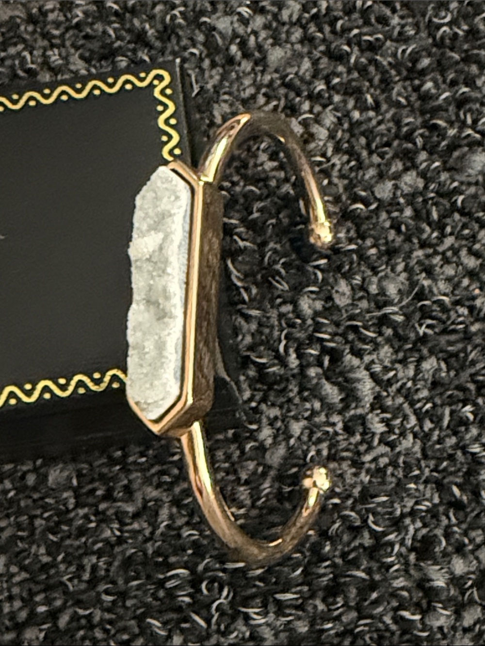 Kinsley Armelle Gold-Tone Cuff Bracelet with White Druzy